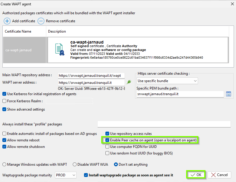 build agent with peercache