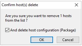 Window confirming host suppression from the WAPT Console