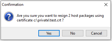 Modal window for confirming re-signing the selection of hosts