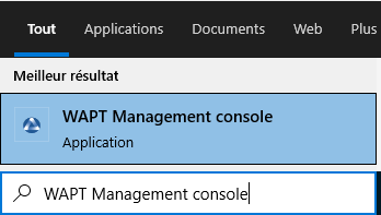 Launching the WAPT Console from the Windows Start Menu